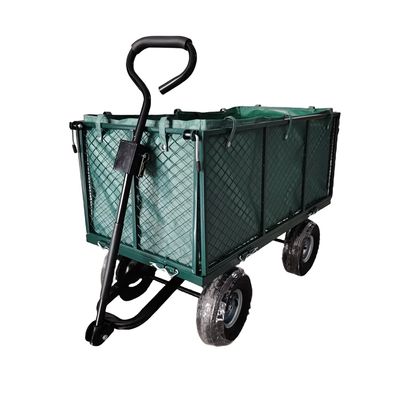 Zware vierwiel metalen gaas tuinwagen - perfect voor buitenactiviteiten
