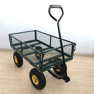 Op zwaar werk berekend 50L-de Yardstaal Mesh Wagon Outdoor With van Tuinmesh cart 4 Wielen