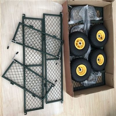 Op zwaar werk berekend 50L-de Yardstaal Mesh Wagon Outdoor With van Tuinmesh cart 4 Wielen