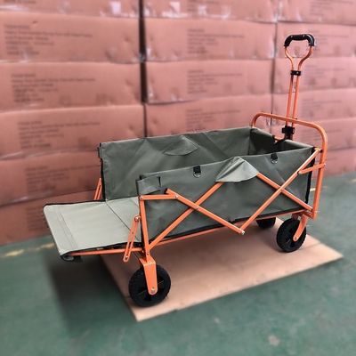 Pvc-de Kar van het het Strandkarretje van de Wiel Oranje Vouwende Wagen Draagbare het Kamperen Wagen