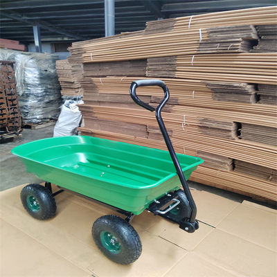 75L de Kartuin met 4 wielen Tipper Cart With Pneumatic Tires van de Tuinstortplaats