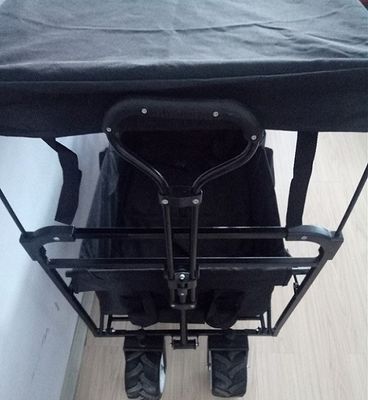 Zwarte die Strandwagen 600D vouwen die Wagen met Dekking en Duwhandvat vouwen