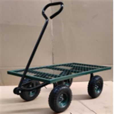Van de Kar Vierwielige Mesh Deck Steel Wagon Hose van de metaal de Op zwaar werk berekende Yard Kar van het de Spoelhulpmiddel