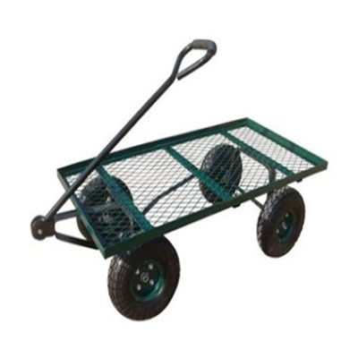 Van de Kar Vierwielige Mesh Deck Steel Wagon Hose van de metaal de Op zwaar werk berekende Yard Kar van het de Spoelhulpmiddel