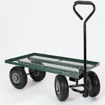 Van de Kar Vierwielige Mesh Deck Steel Wagon Hose van de metaal de Op zwaar werk berekende Yard Kar van het de Spoelhulpmiddel