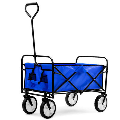 Draagbare Blauwe Opvouwbare Wagen die Op zwaar werk berekende Vouwende Vierwielige Wagen wandelen