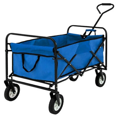 Draagbare Blauwe Opvouwbare Wagen die Op zwaar werk berekende Vouwende Vierwielige Wagen wandelen