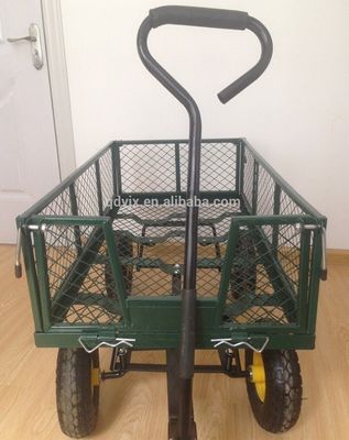 Zware 75L tuinmaaskarret met verwijderbare maaskanten om te converteren in een platbed, nutsmetalen wagen