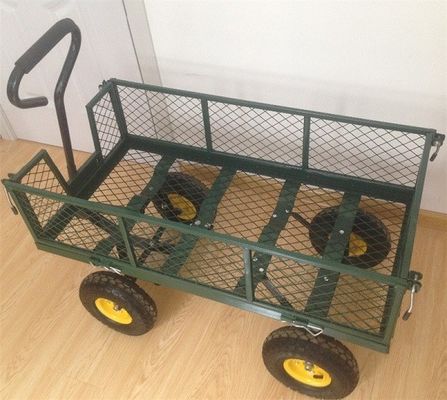 Zware 75L tuinmaaskarret met verwijderbare maaskanten om te converteren in een platbed, nutsmetalen wagen
