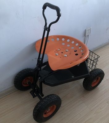 Het op zwaar werk berekende Tuin Rolling Werk Seat met Hulpmiddel Tray Planting Orange