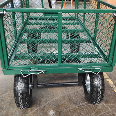 Zware vierwiel metalen gaas tuinwagen - perfect voor buitenactiviteiten
