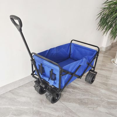 Outdoor Camping Folding Beach Wagon Met Band Brake PU Wide Wheels