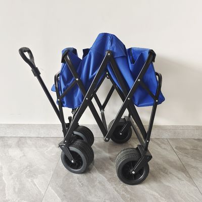 Outdoor Camping Folding Beach Wagon Met Band Brake PU Wide Wheels