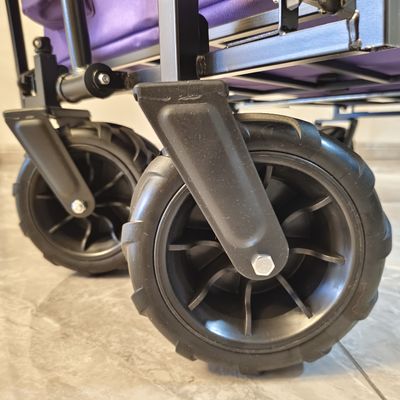 Buitenkampering Opvouwbare wagen Canopy Op Top Verstelbaar handvat Breed wiel Paars