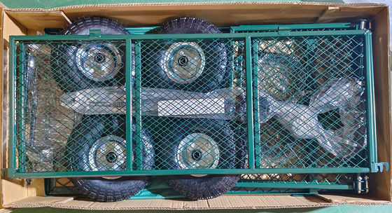 Zware vierwiel metalen gaas tuinwagen - perfect voor buitenactiviteiten